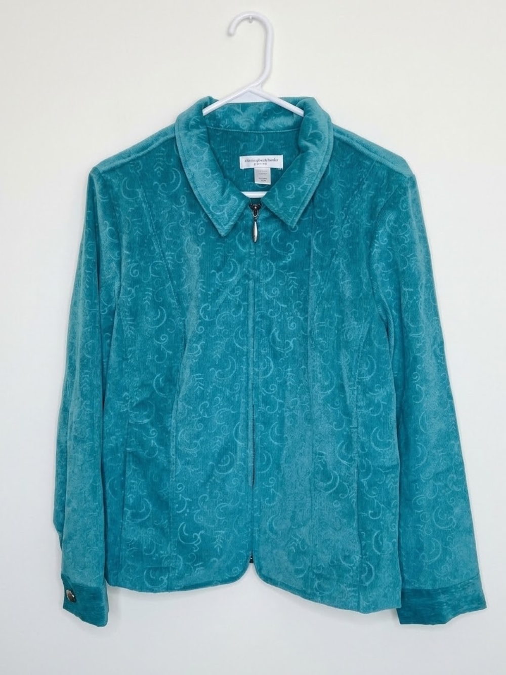 Christopher & Banks Teal Zip-Up Utility Jacket Womens Petite Large #46